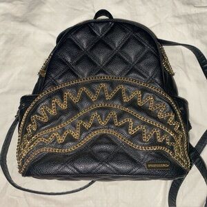Sprayground Limited Edition Noir Quilt Gold Chain Shark Backpack NEW Sold Out